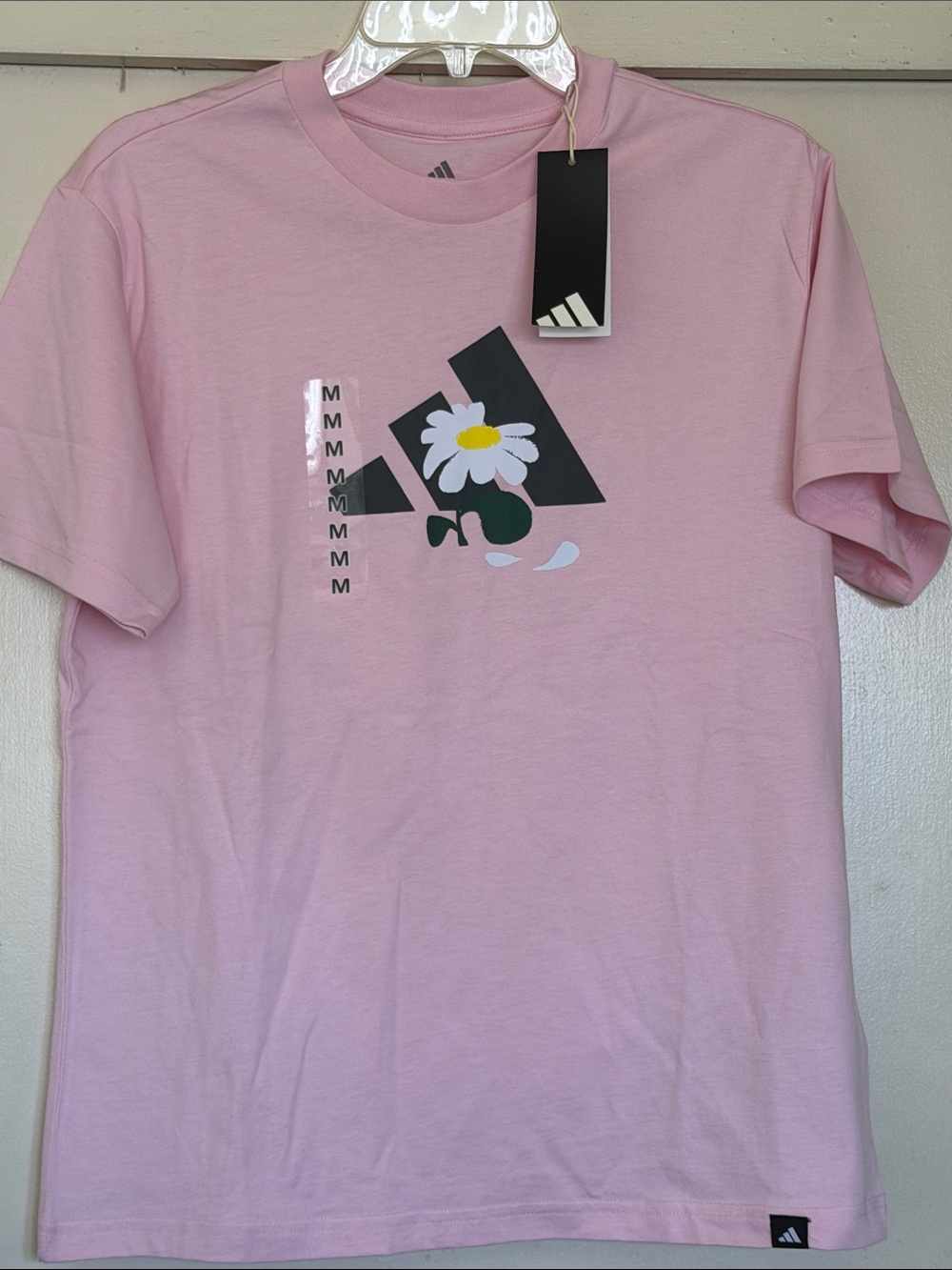 adidas Pink Short-Sleeve Tee with Daisy Graphic NWT